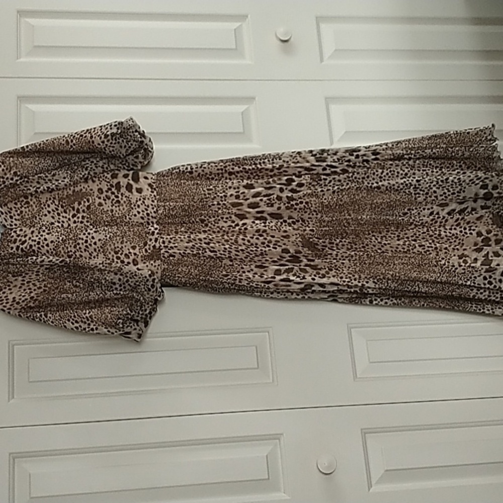 ASOS Leopard Print Puff Sleeves Faux Wrap Midi Dress sz 2 - Picture 11 of 13
